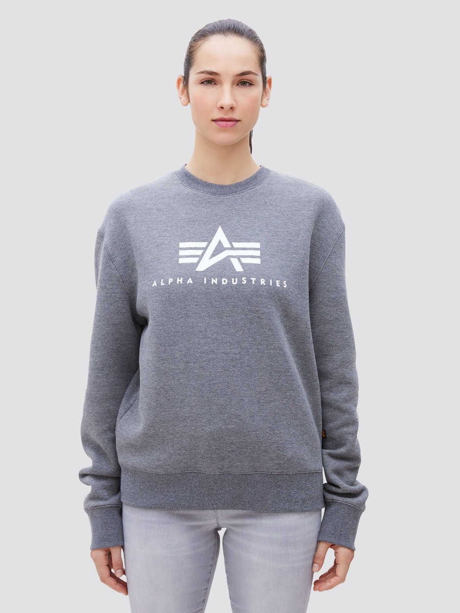 Свитшот / Толстовка "Basic Logo Crewneck" (Medium Charcoal Heather) Alpha Industries