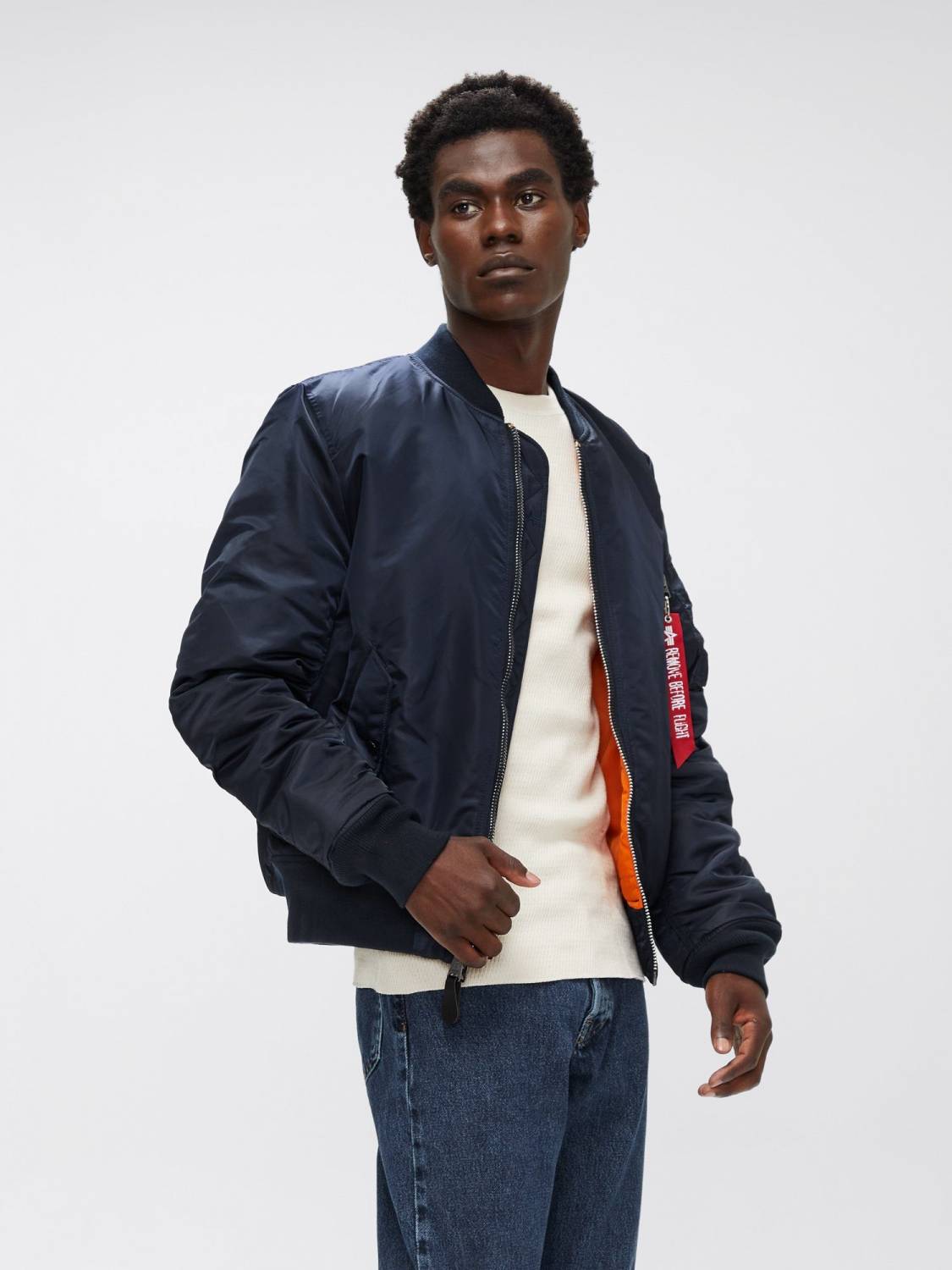 Куртка / Бомбер утепленный мужской "MA-1 Slim Fit" (Replica Blue) Alpha Industries