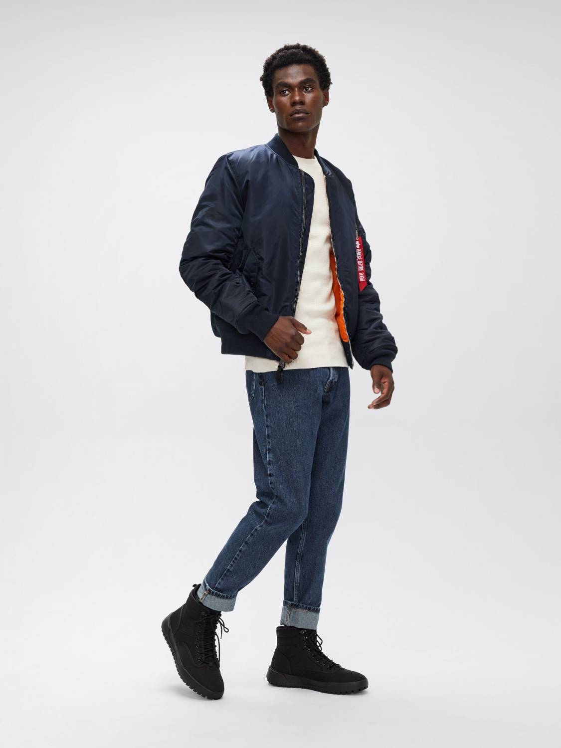 Куртка / Бомбер утепленный мужской "MA-1 Slim Fit" (Replica Blue) Alpha Industries