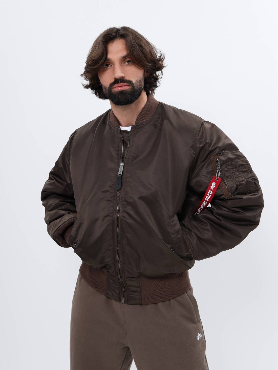 Куртка / Бомбер утепленный мужской ''MA-1'' (Chocolate) Alpha Industries