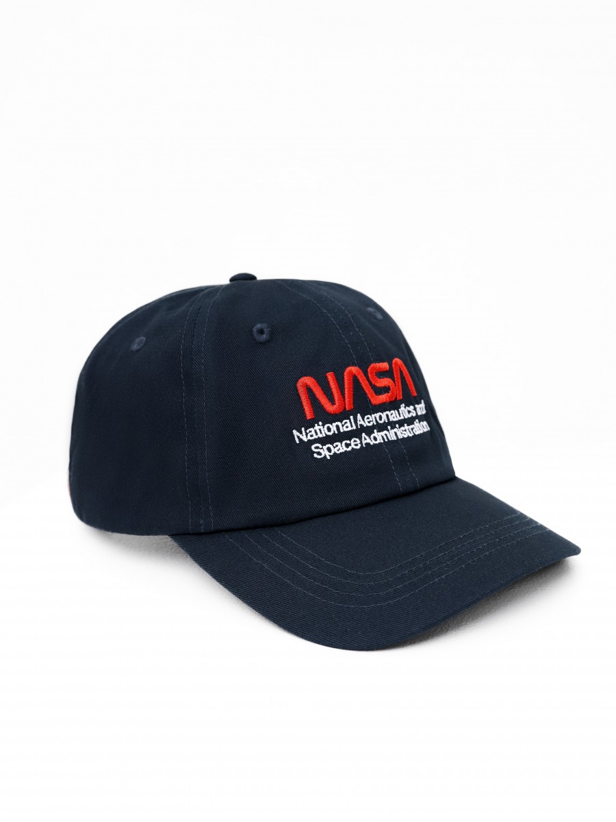 Кепка / Бейсболка ''NASA Worm Logo'' (Replica Blue) Alpha Industries