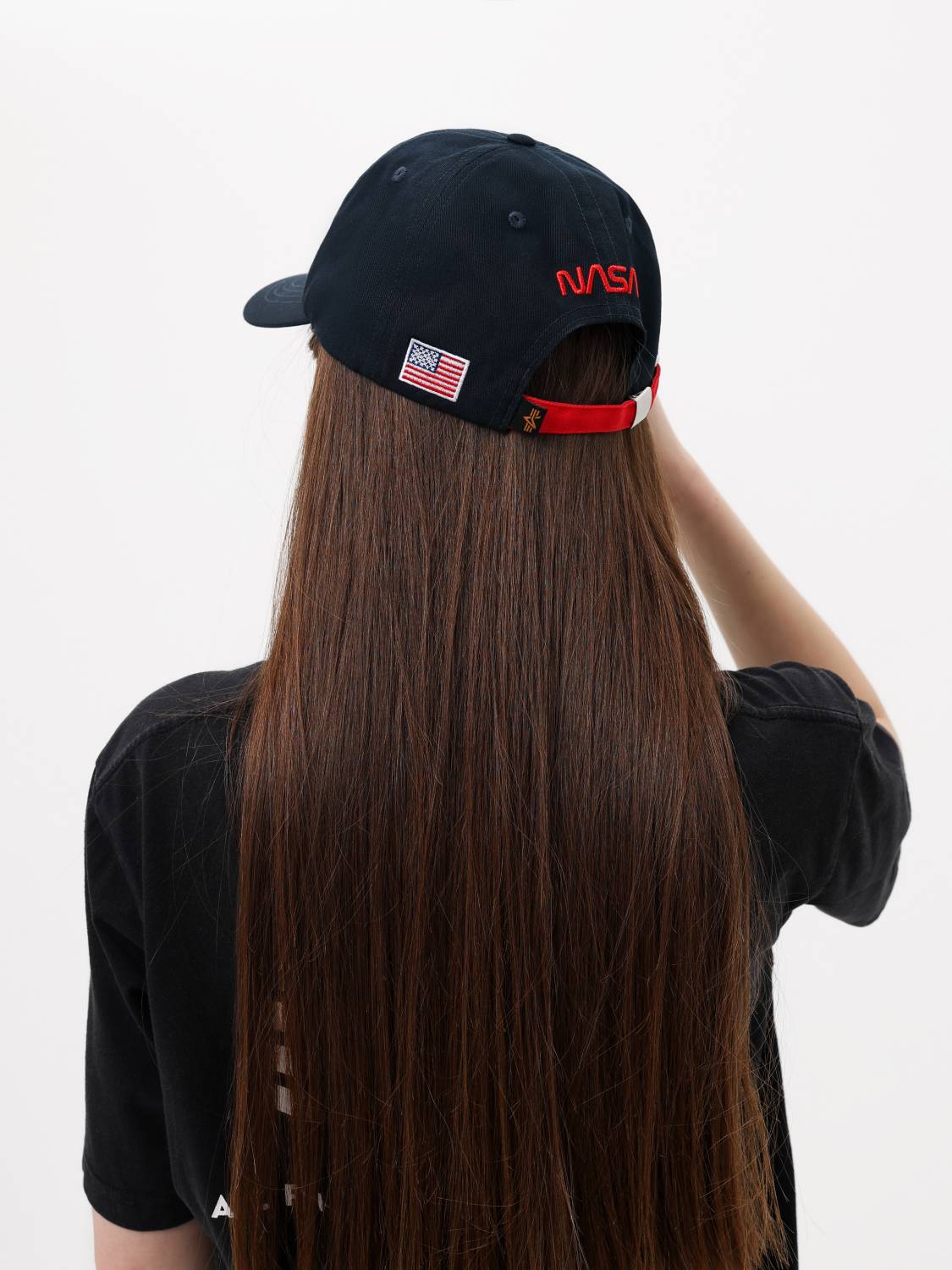 Кепка / Бейсболка ''NASA Worm Logo'' (Replica Blue) Alpha Industries