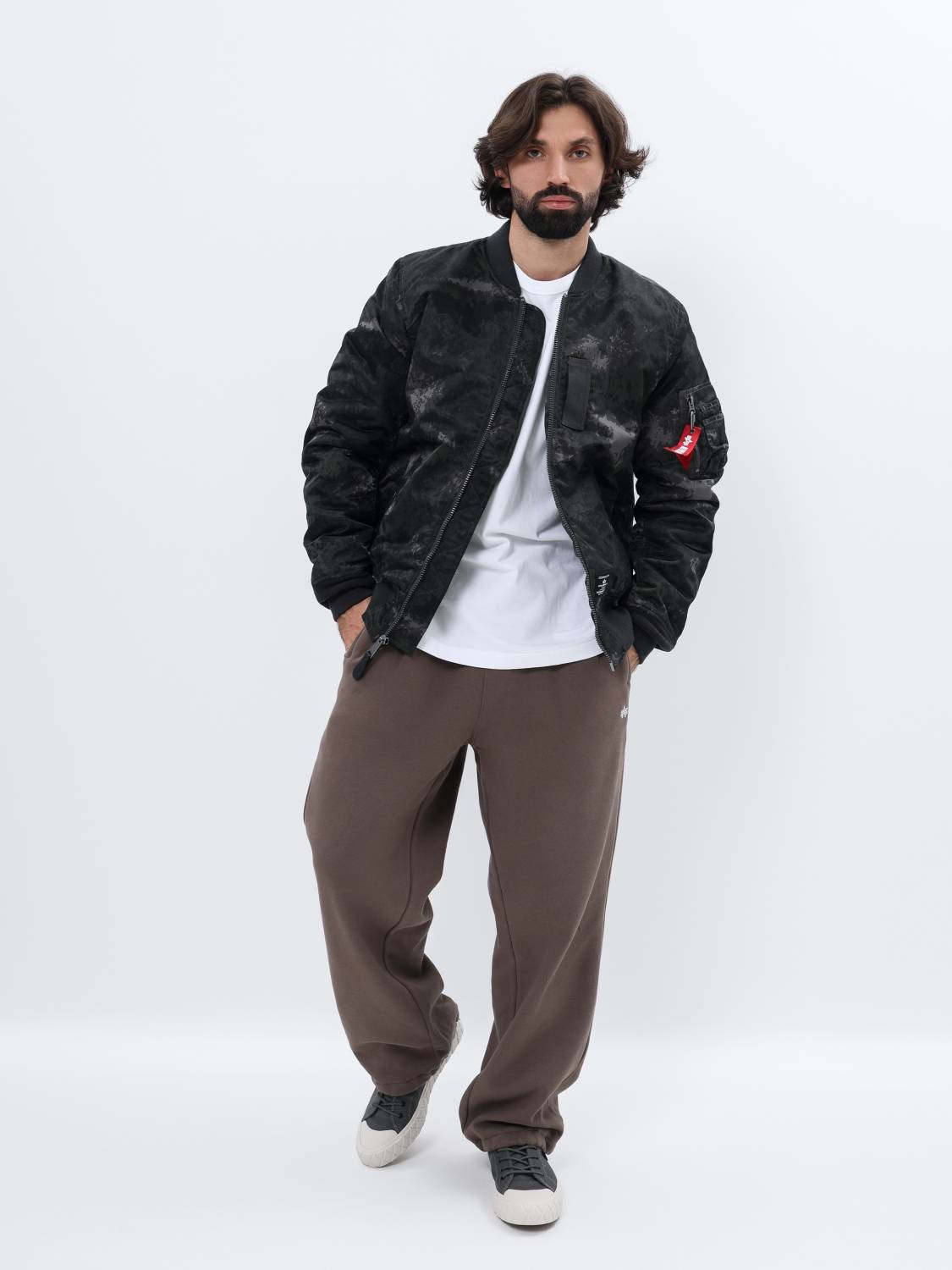 Куртка / Бомбер утепленный мужской ''MA-1 MOD'' (Black Blur Camo) Alpha Industries