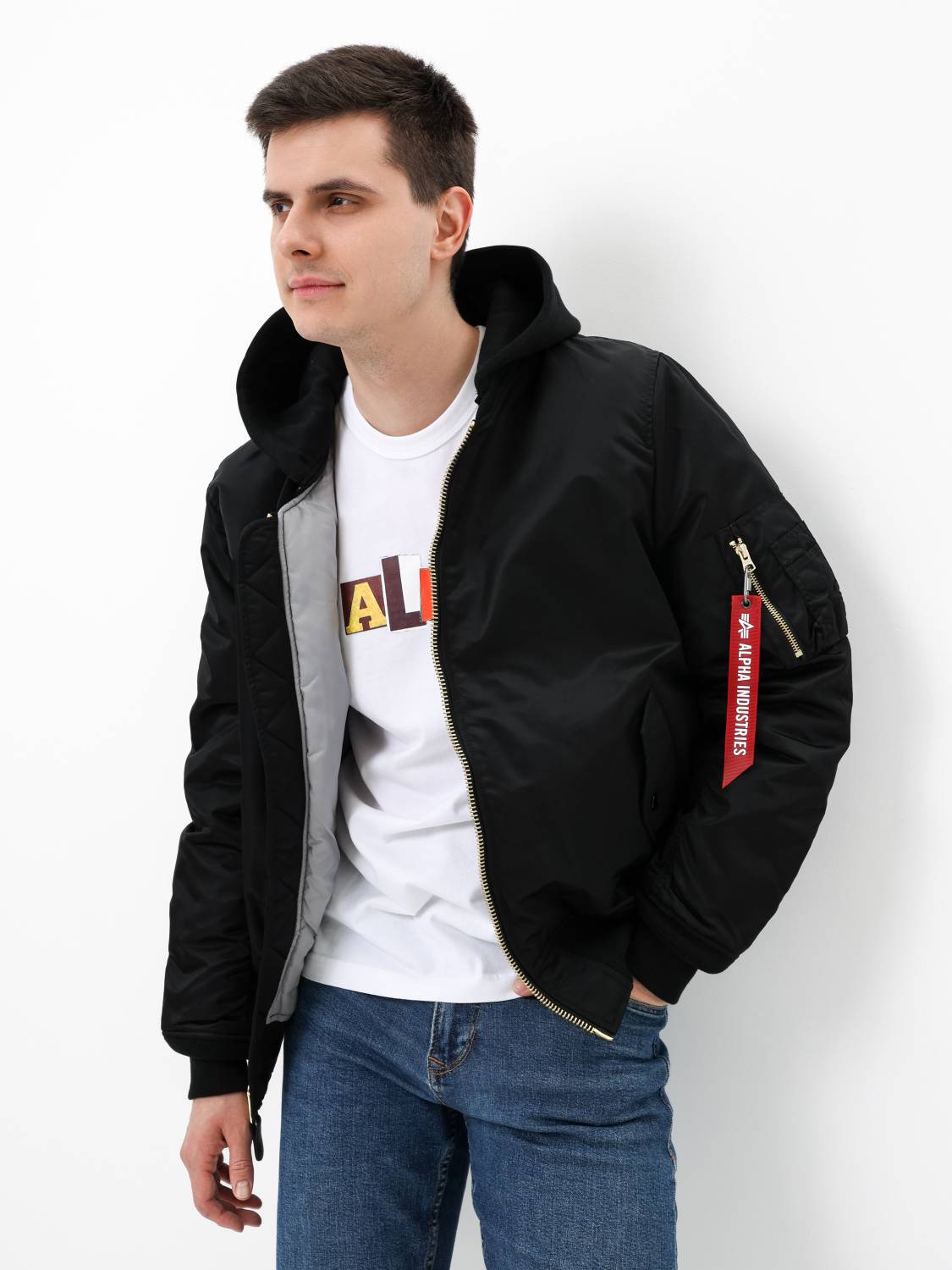 Куртка / Бомбер утепленный мужской ''MA-1 Natus'' (Black) Alpha Industries