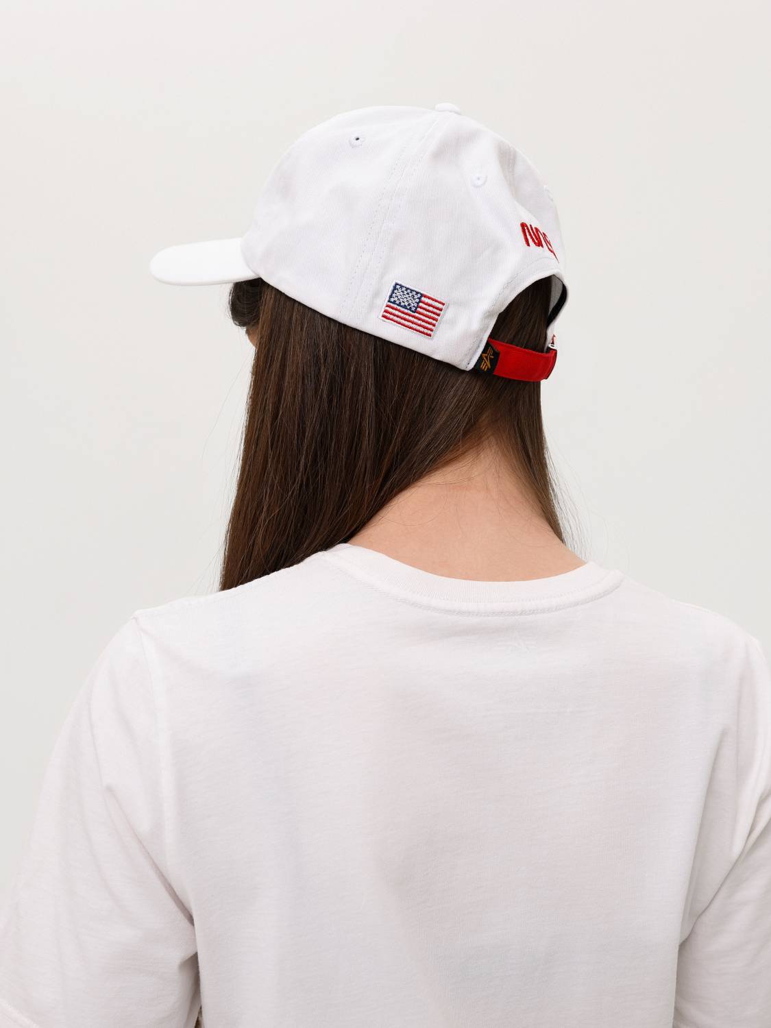 Кепка / Бейсболка ''NASA Worm Logo'' (White) Alpha Industries