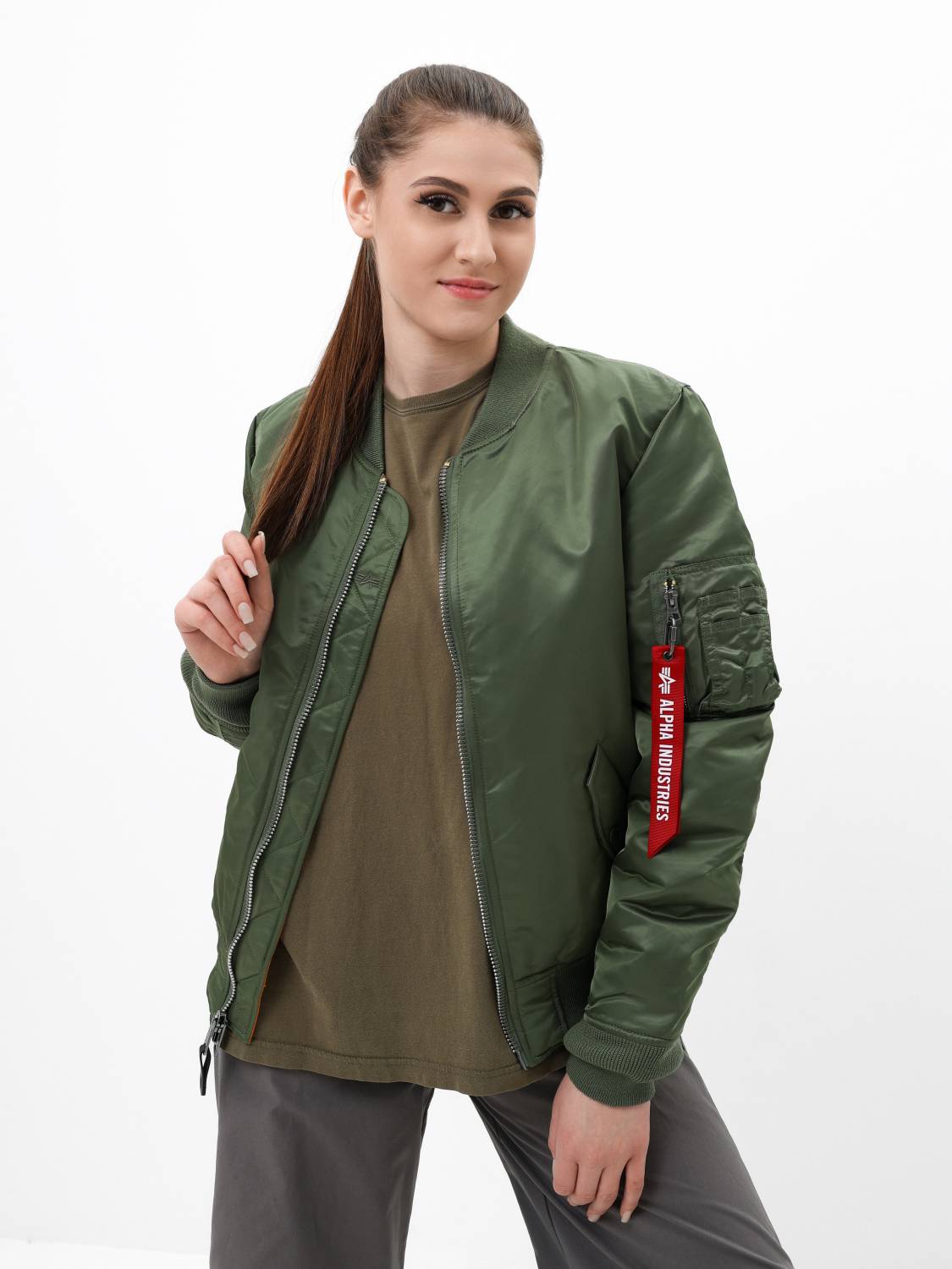 Куртка / Бомбер утепленный женский ''MA-1 W'' (Sage) Alpha Industries