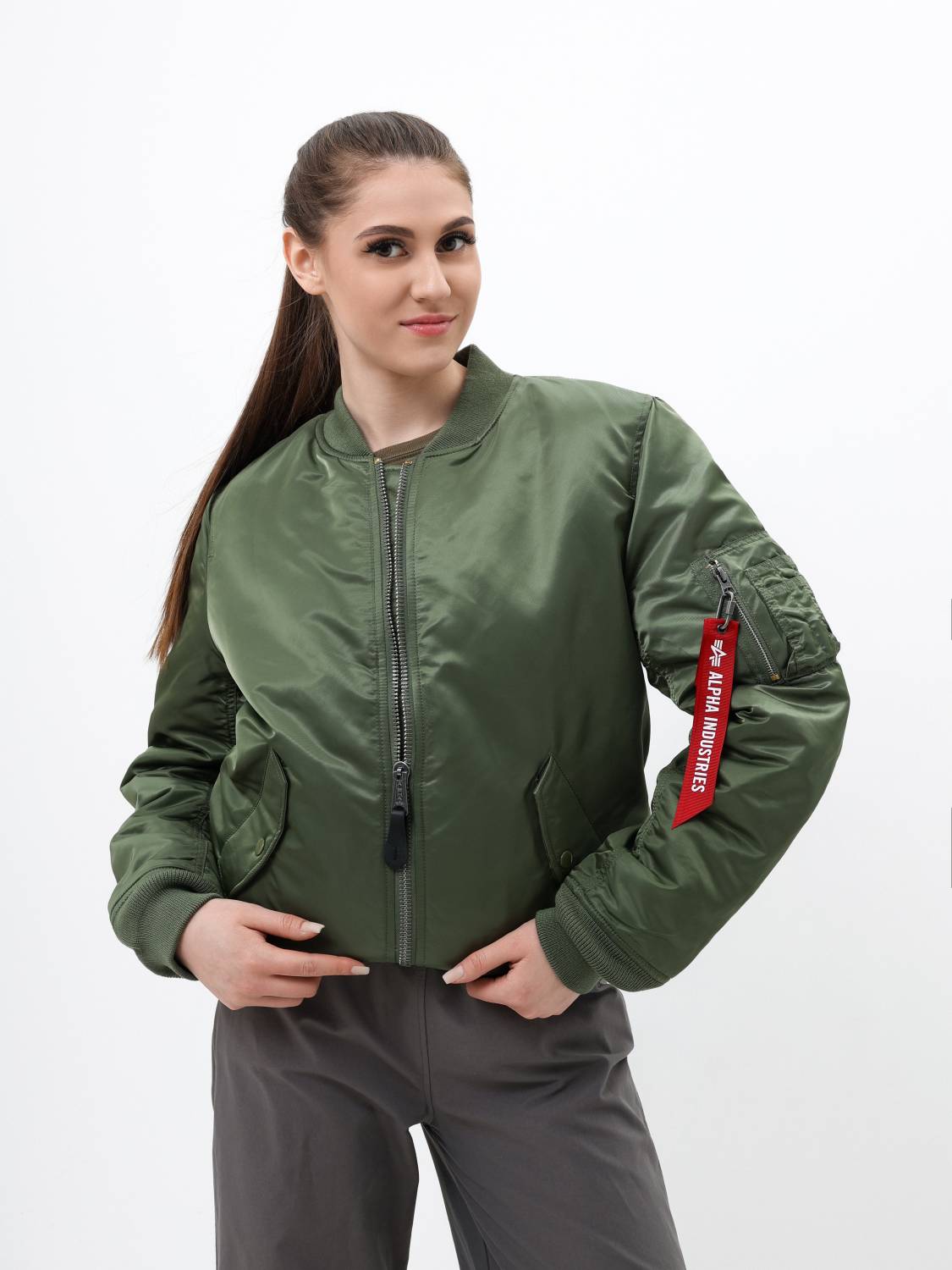 Куртка / Бомбер утепленный женский ''MA-1 W'' (Sage) Alpha Industries