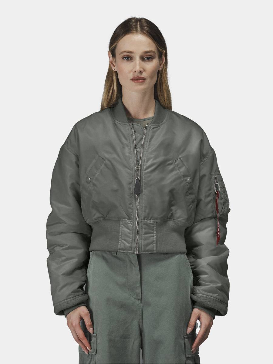 Куртка / Бомбер утепленный женский ''Cropped MA-1'' (Field Gray) Alpha Industries