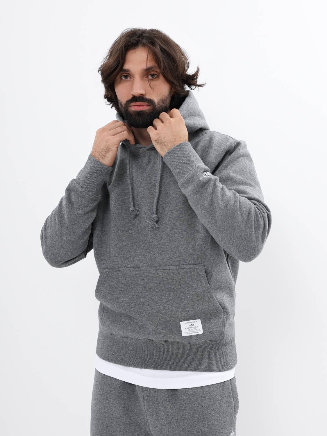 Худи / Толстовка "Essential Hoodie" (Medium Charcoal Heather) Alpha Industries