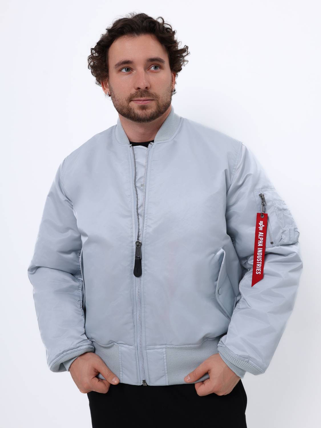 Куртка / Бомбер утепленный мужской ''MA-1'' (Mist) Alpha Industries Куртка / Бомбер утепленный мужской ''MA-1'' (Mist) Alpha Industries