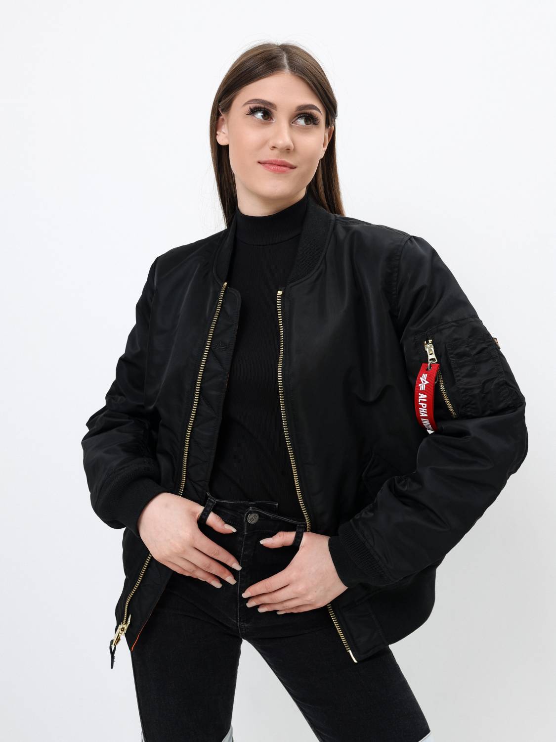 Куртка / Бомбер утепленный женский ''MA-1 W'' (Black) Alpha Industries