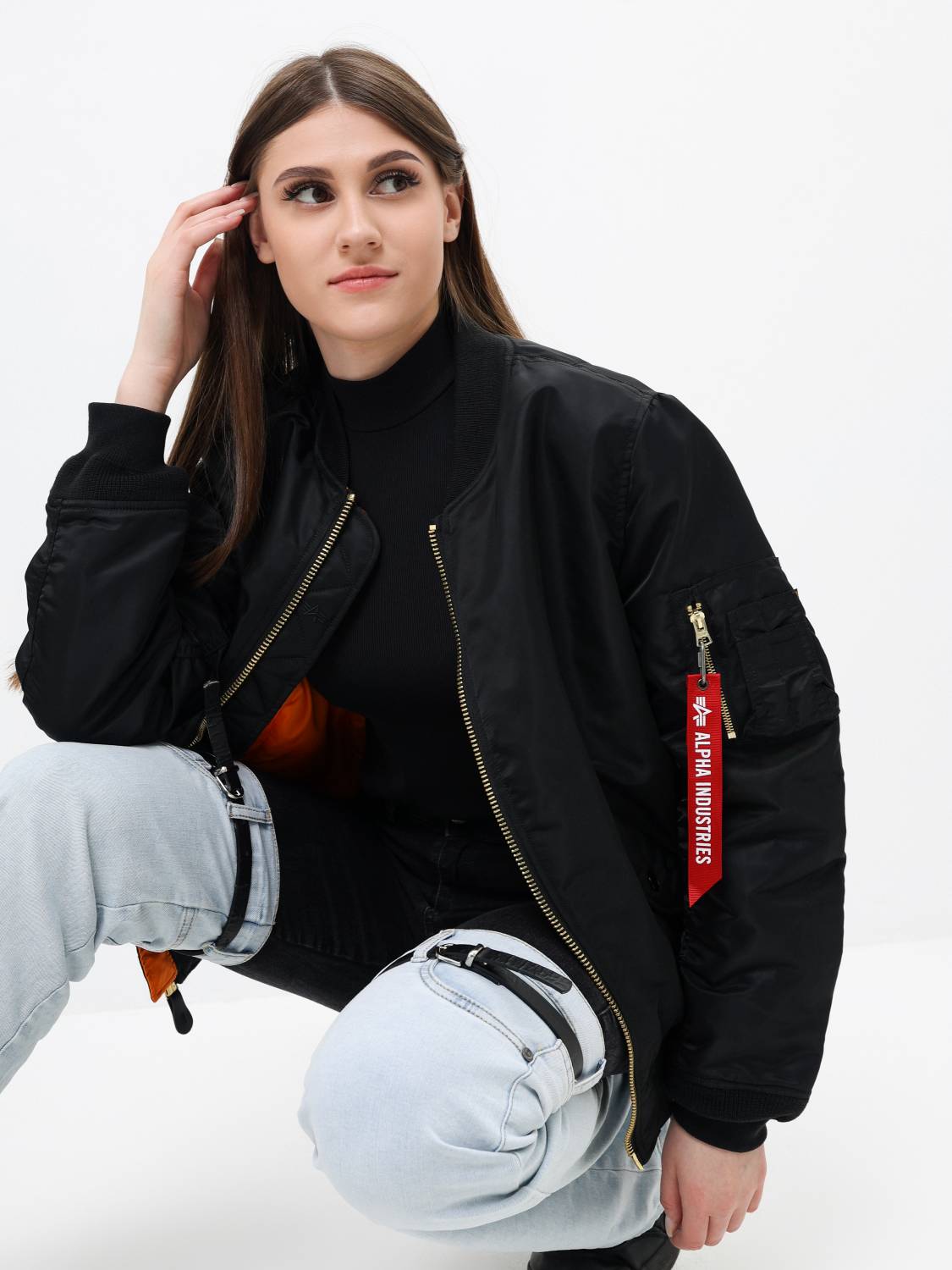Куртка / Бомбер утепленный женский ''MA-1 W'' (Black) Alpha Industries
