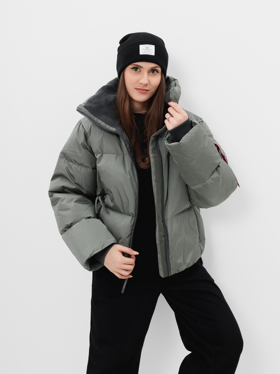 Пуховик / Куртка теплая женская "Sierra Short Puffer W" (Field Gray) Alpha Industries