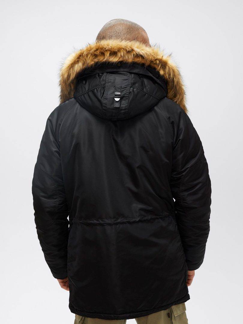 Куртка / Парка теплая мужская "Slim Fit N-3B" (Black) Alpha Industries