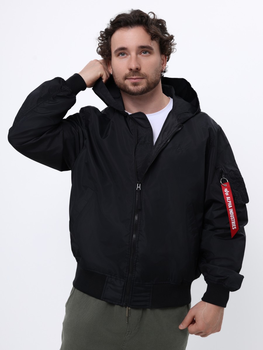 Куртка / Ветровка / Бомбер мужской "Logo L-2B Hooded Hunter" (Black) Alpha Industries Куртка / Ветровка / Бомбер мужской "Logo L-2B Hooded Hunter" (Black) Alpha Industries