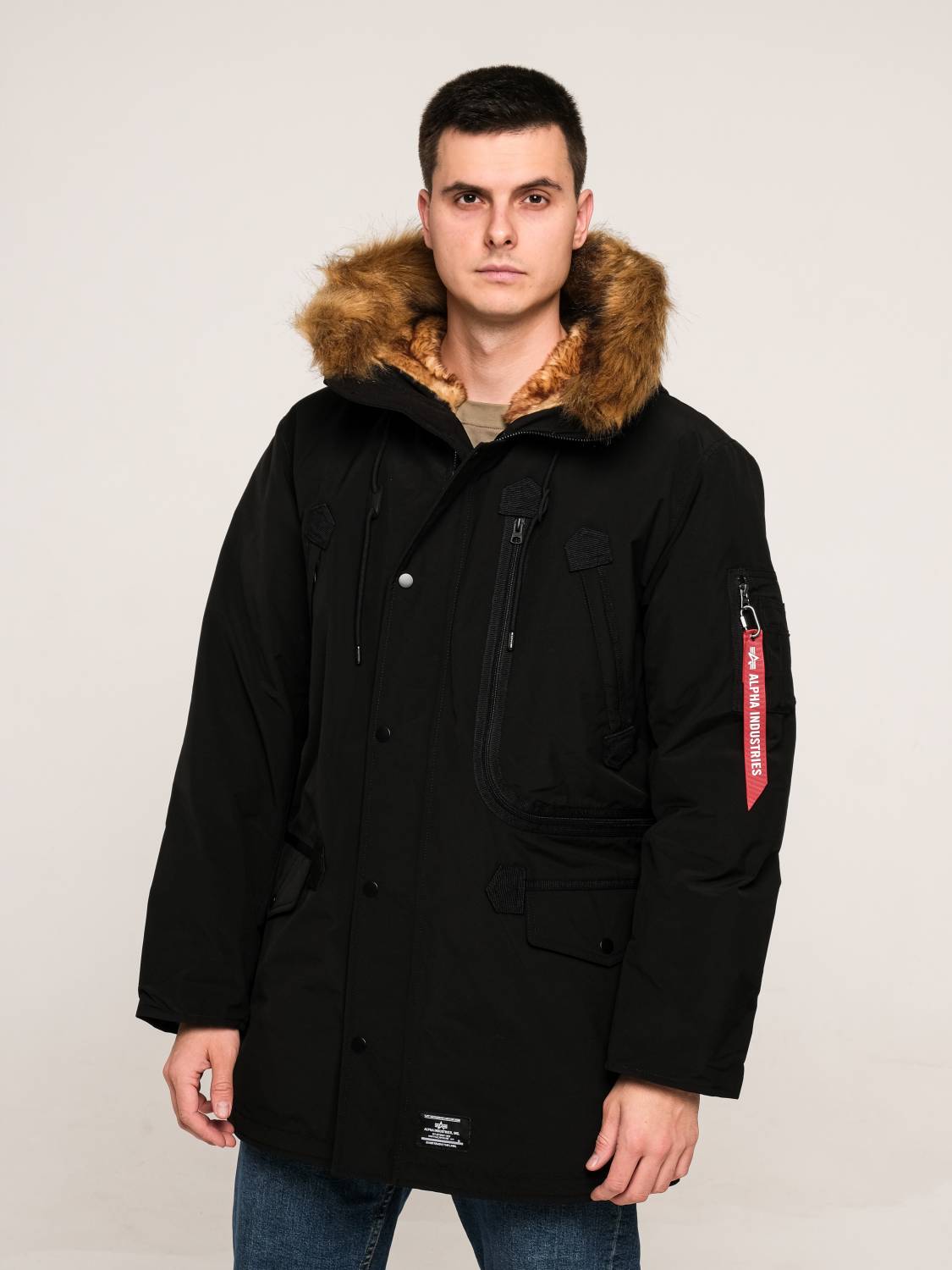 Куртка / Парка теплая пуховая мужская "N-3B Alpine Gen II" (Black) Alpha Industries