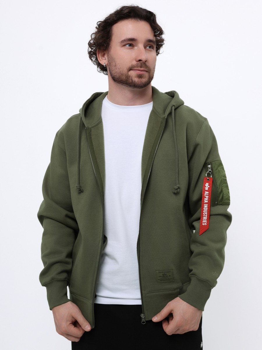 Худи / Толстовка на молнии "Utility Pocket Full Zip Up" (OG-107 Green) Alpha Industries