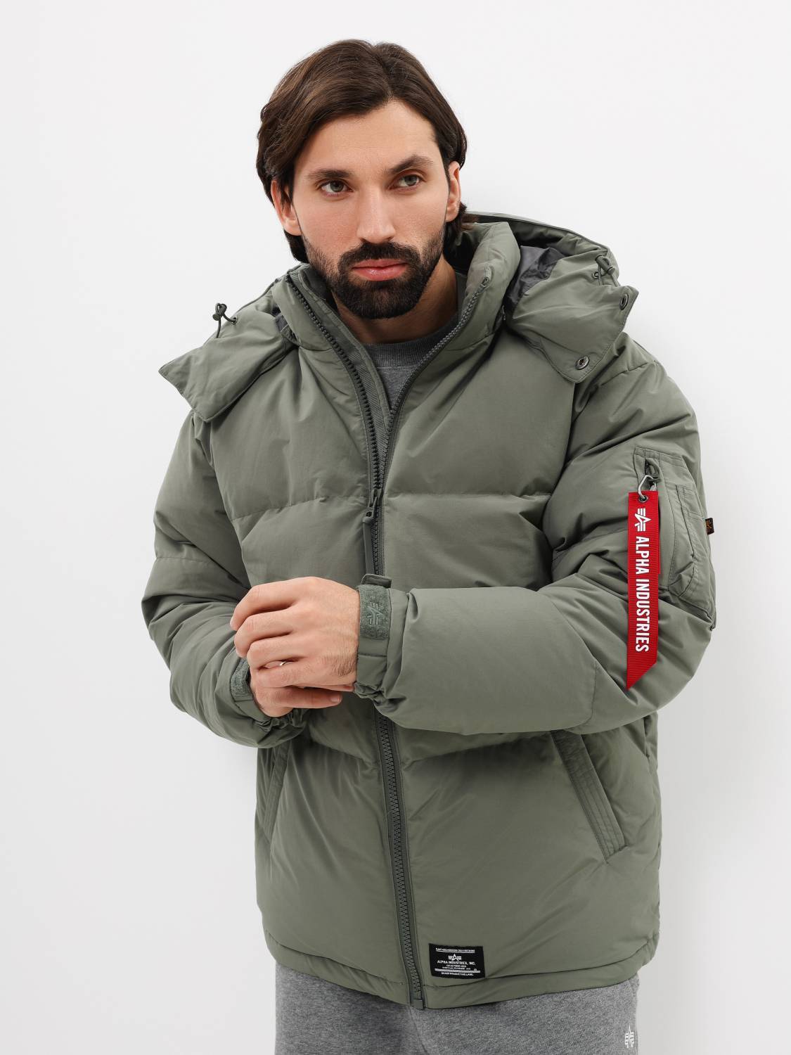 Пуховик / Парка теплая мужская "Puffer Parka" (Field Gray) Alpha Industries