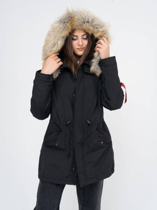 Куртка / Парка утепленная женская "J-4 Impact Fishtail Parka W" (Black) Alpha Industries