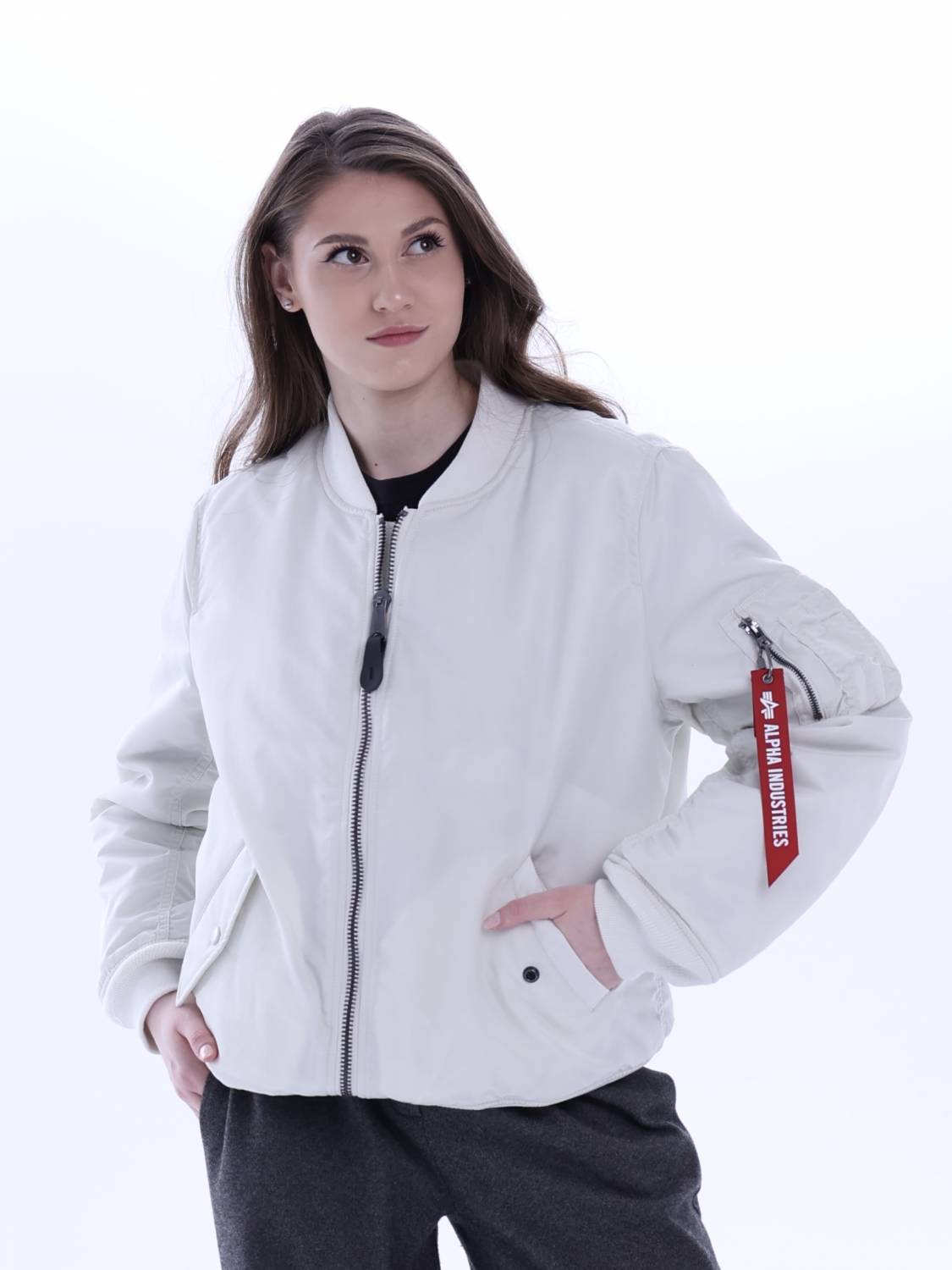 Куртка / Бомбер утепленный женский ''MA-1 W'' (Dune White) Alpha Industries