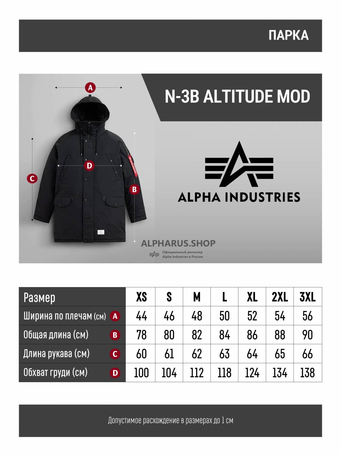 Куртка / Парка теплая мужская "N-3B Altitude MOD" (Black) Alpha Industrie