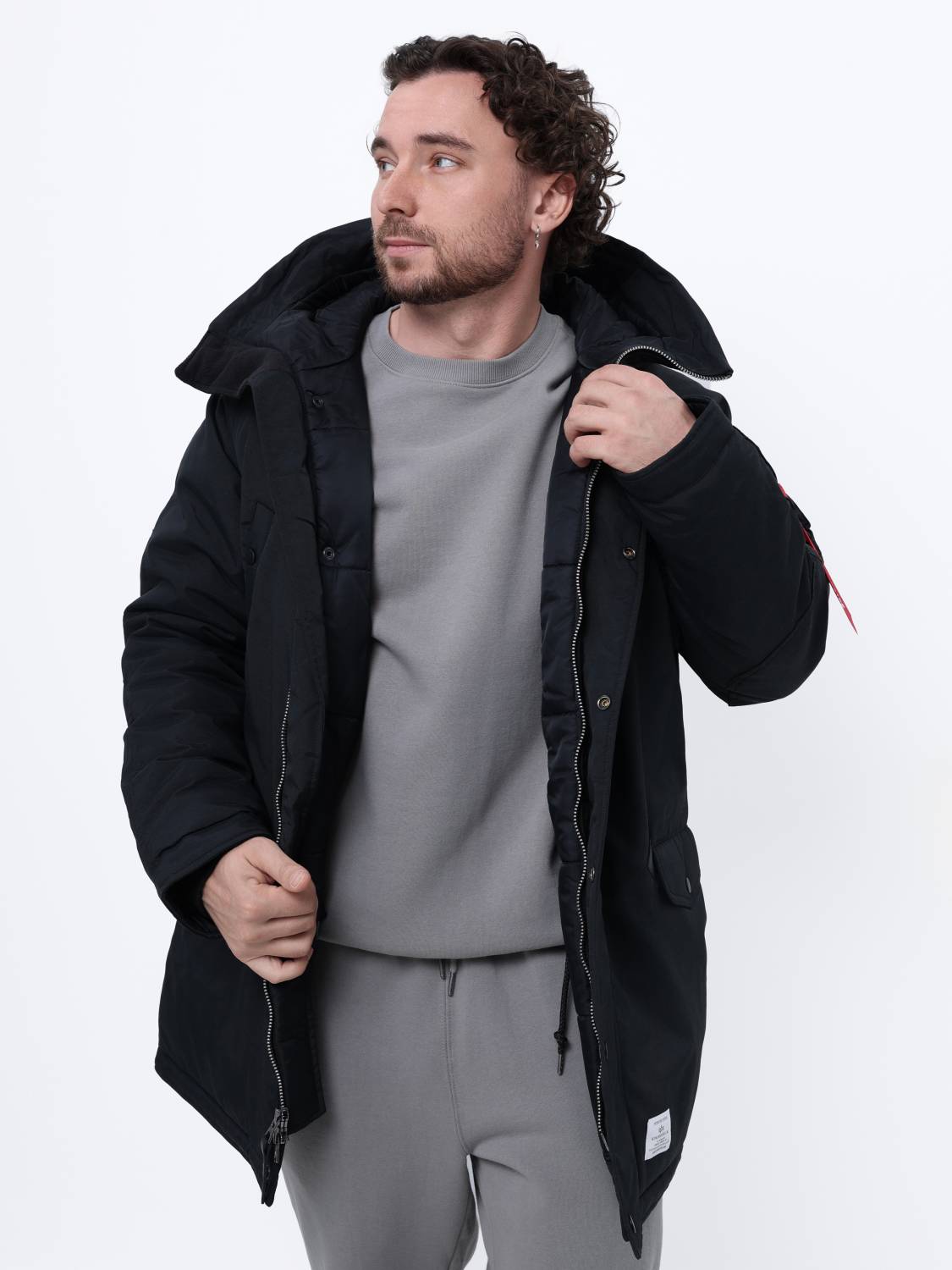 Куртка / Парка теплая мужская "N-3B Altitude MOD" (Black) Alpha Industrie