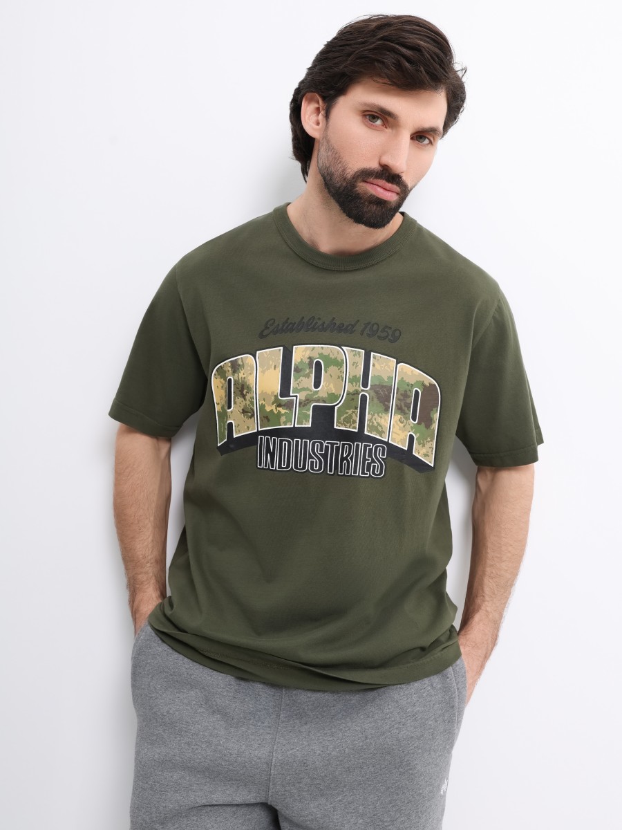 Футболка "Camo Logo" (Olive) Alpha Industries