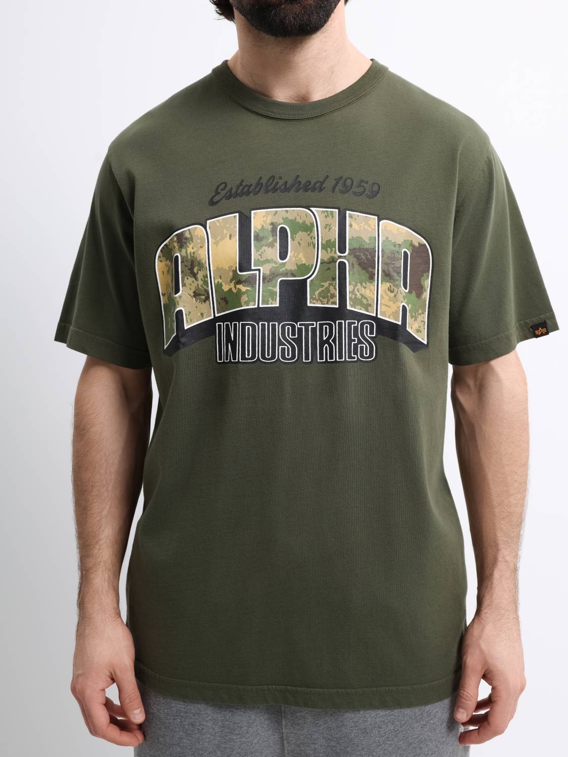 Футболка "Camo Logo" (Olive) Alpha Industries