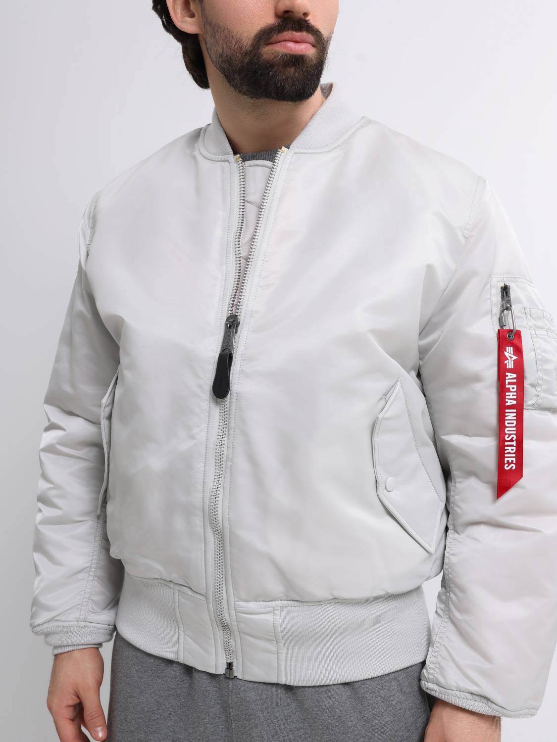 Куртка / Бомбер утепленный мужской ''MA-1'' (Light Gray) Alpha Industries