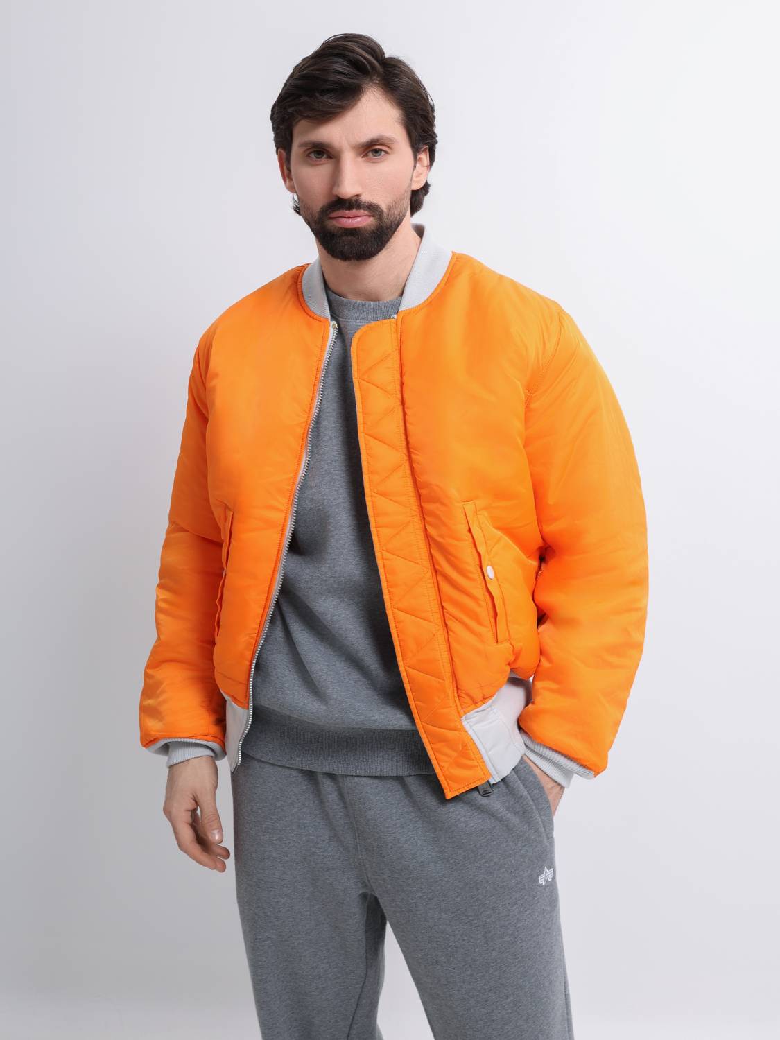 Куртка / Бомбер утепленный мужской ''MA-1'' (Light Gray) Alpha Industries