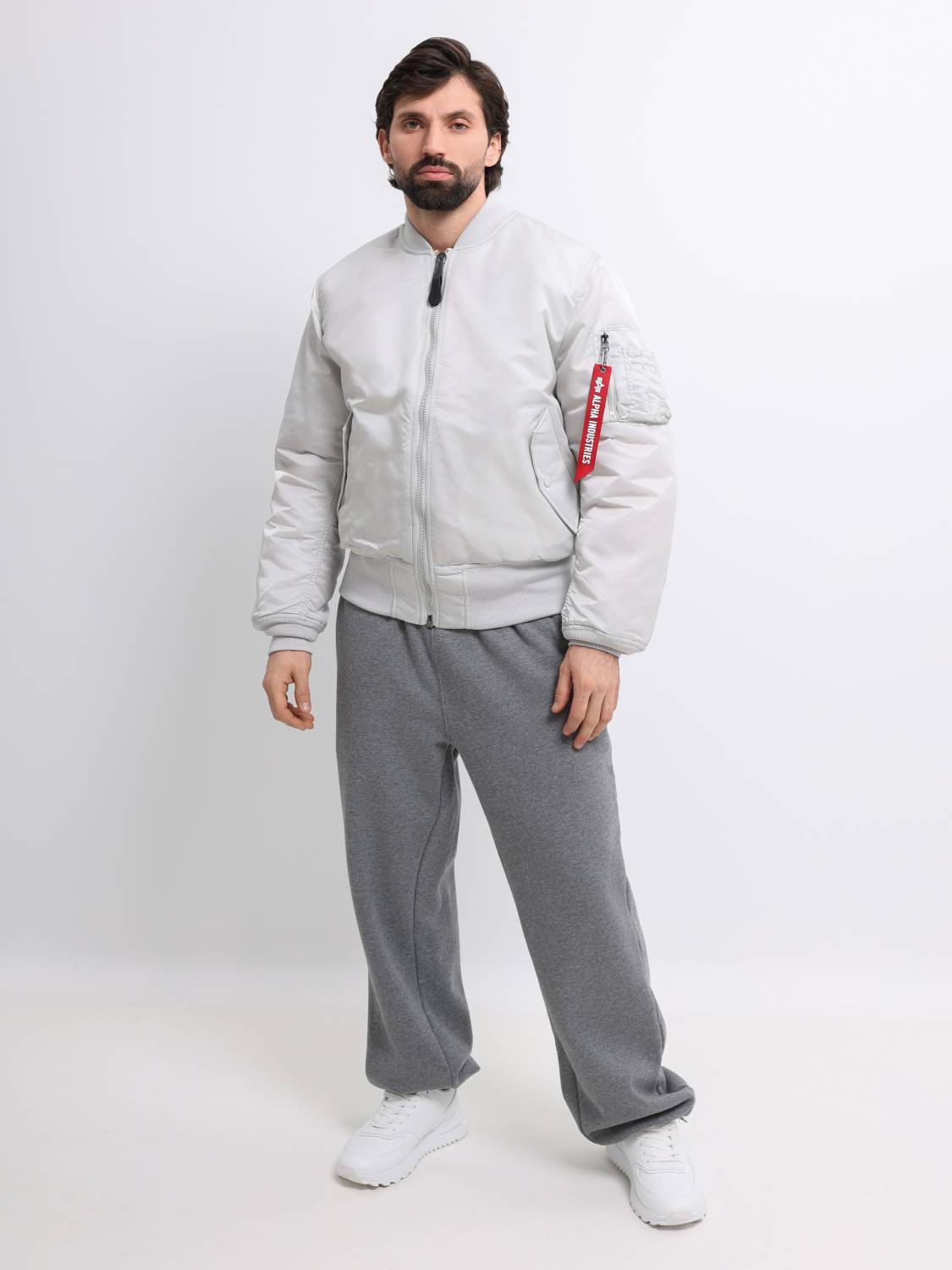 Куртка / Бомбер утепленный мужской ''MA-1'' (Light Gray) Alpha Industries