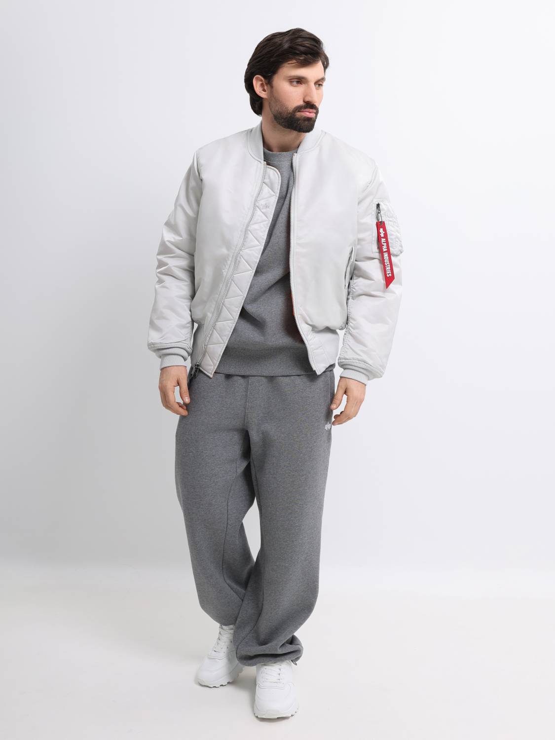 Куртка / Бомбер утепленный мужской ''MA-1'' (Light Gray) Alpha Industries