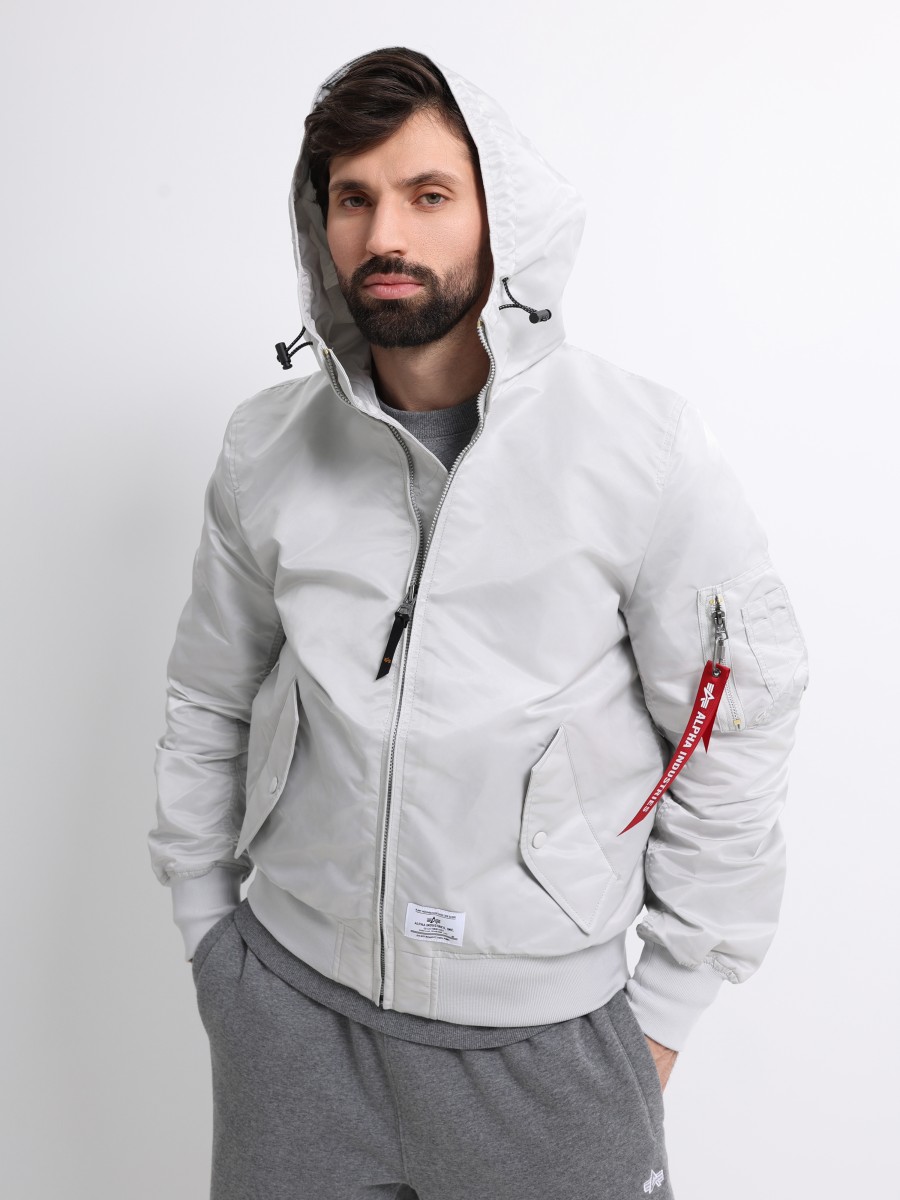 Куртка / Ветровка / Бомбер мужской "L-2B Hooded Gen II" (Light Gray) Alpha Industries