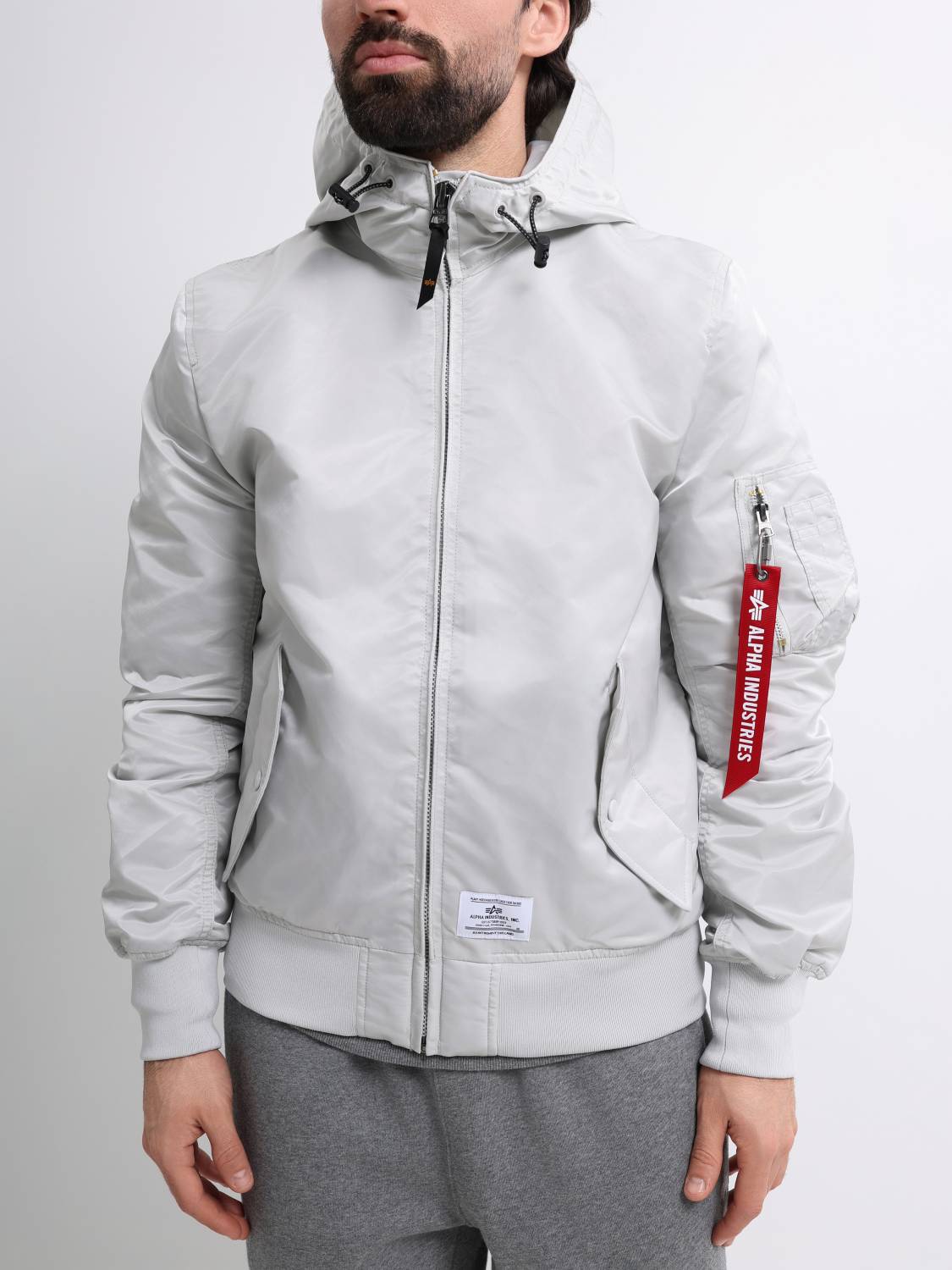 Куртка / Ветровка / Бомбер мужской "L-2B Hooded Gen II" (Light Gray) Alpha Industries