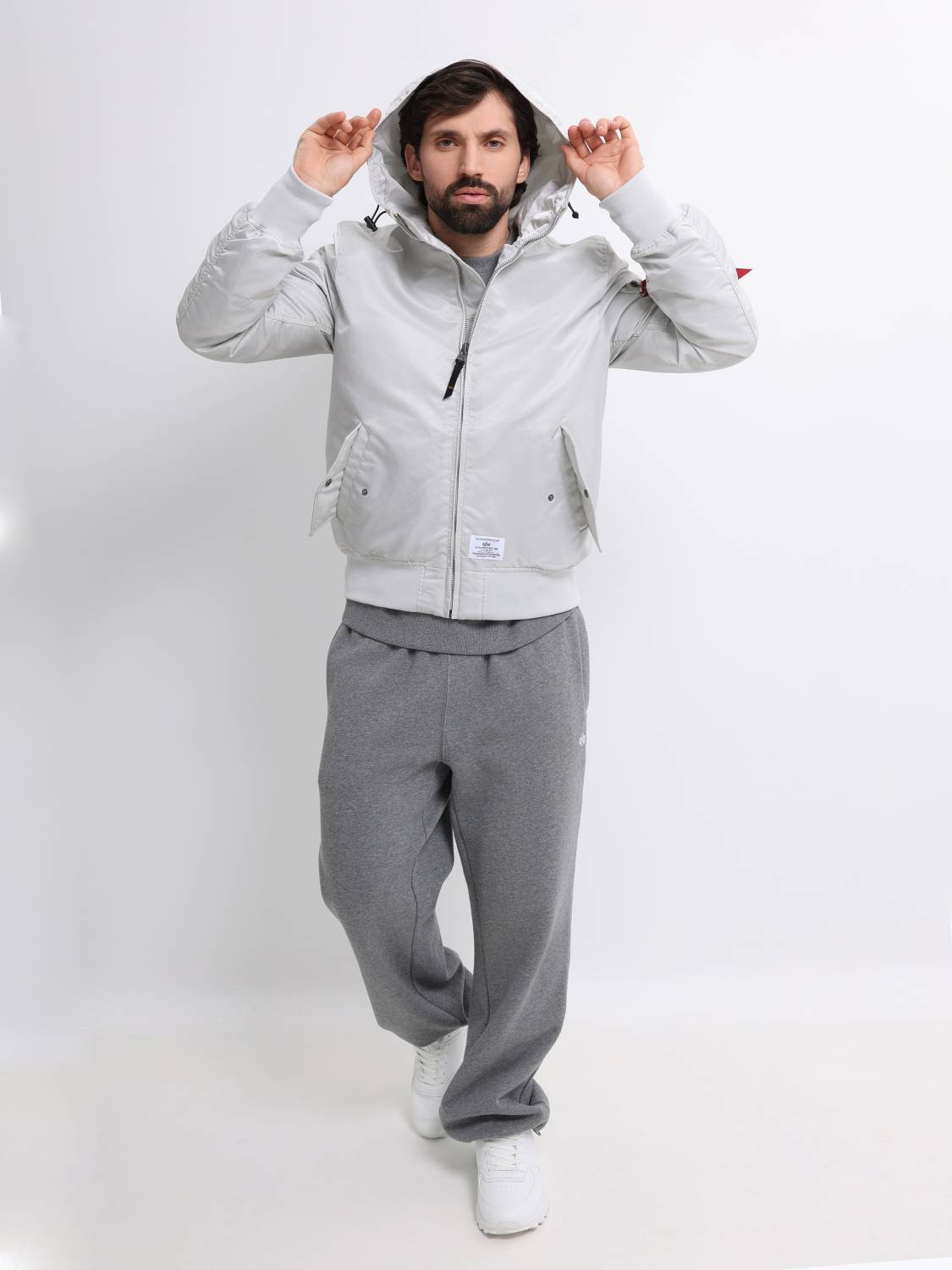 Куртка / Ветровка / Бомбер мужской "L-2B Hooded Gen II" (Light Gray) Alpha Industries