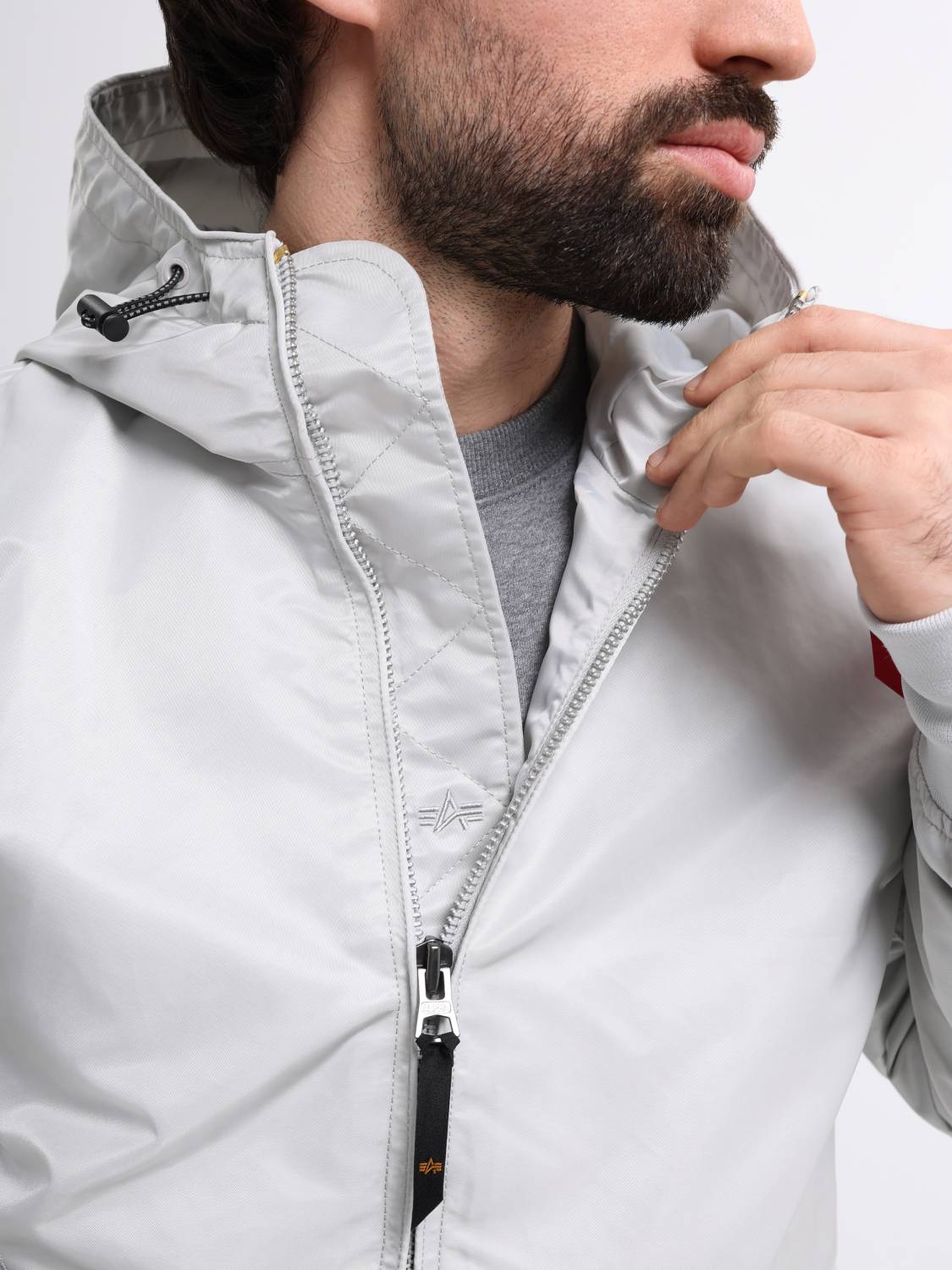 Куртка / Ветровка / Бомбер мужской "L-2B Hooded Gen II" (Light Gray) Alpha Industries