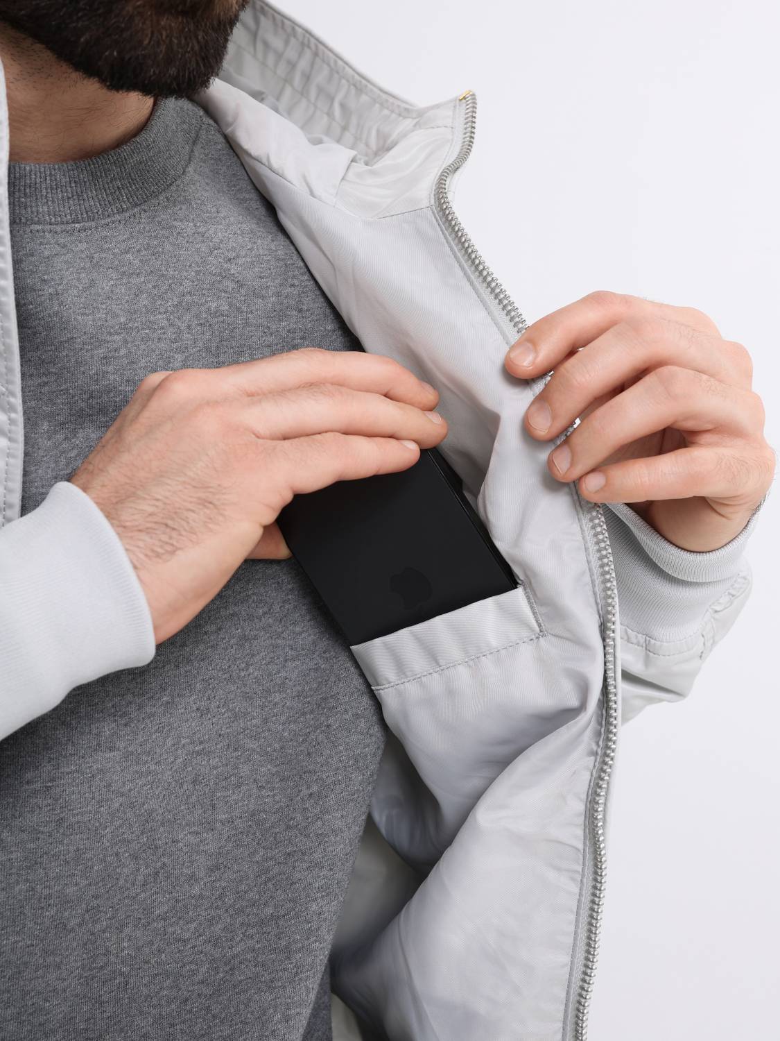 Куртка / Ветровка / Бомбер мужской "L-2B Hooded Gen II" (Light Gray) Alpha Industries