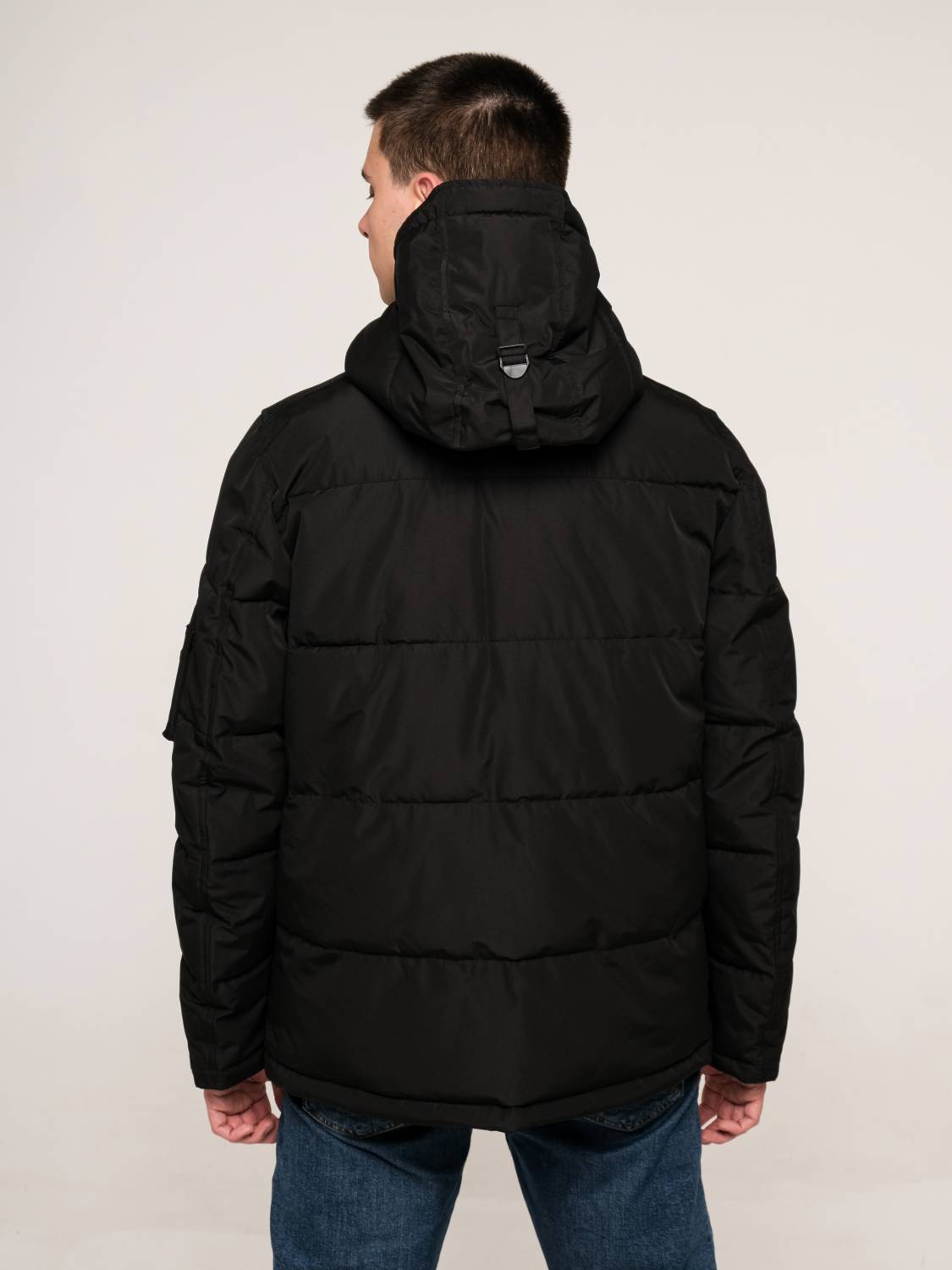 Куртка теплая мужская "Hooded Puffer" (Black) Alpha Industries