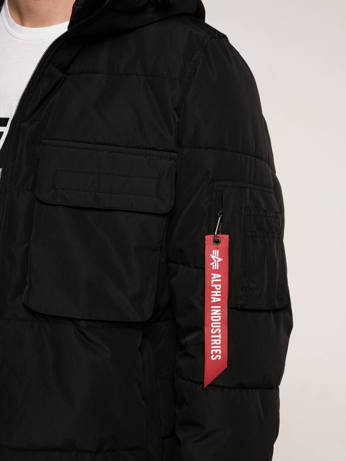 Куртка теплая мужская "Hooded Puffer" (Black) Alpha Industries