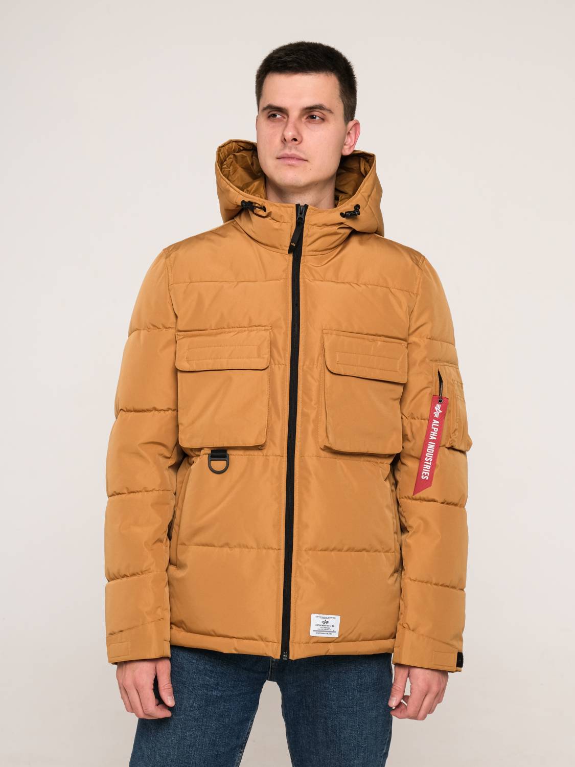 Куртка теплая мужская "Hooded Puffer" (Bronzed Brown) Alpha Industries