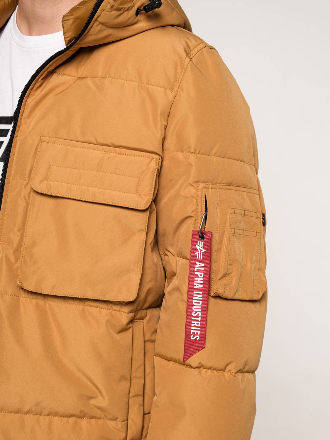 Куртка теплая мужская "Hooded Puffer" (Bronzed Brown) Alpha Industries