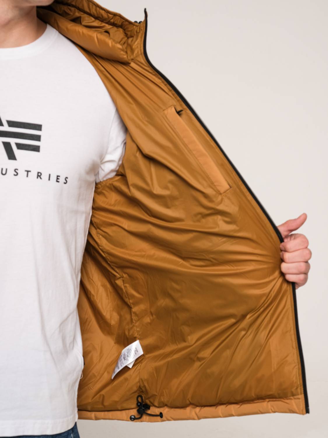Куртка теплая мужская "Hooded Puffer" (Bronzed Brown) Alpha Industries