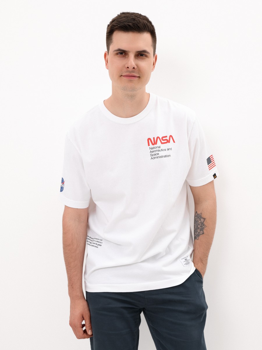 Футболка "NASA Worm Logo" (White) Alpha Industries