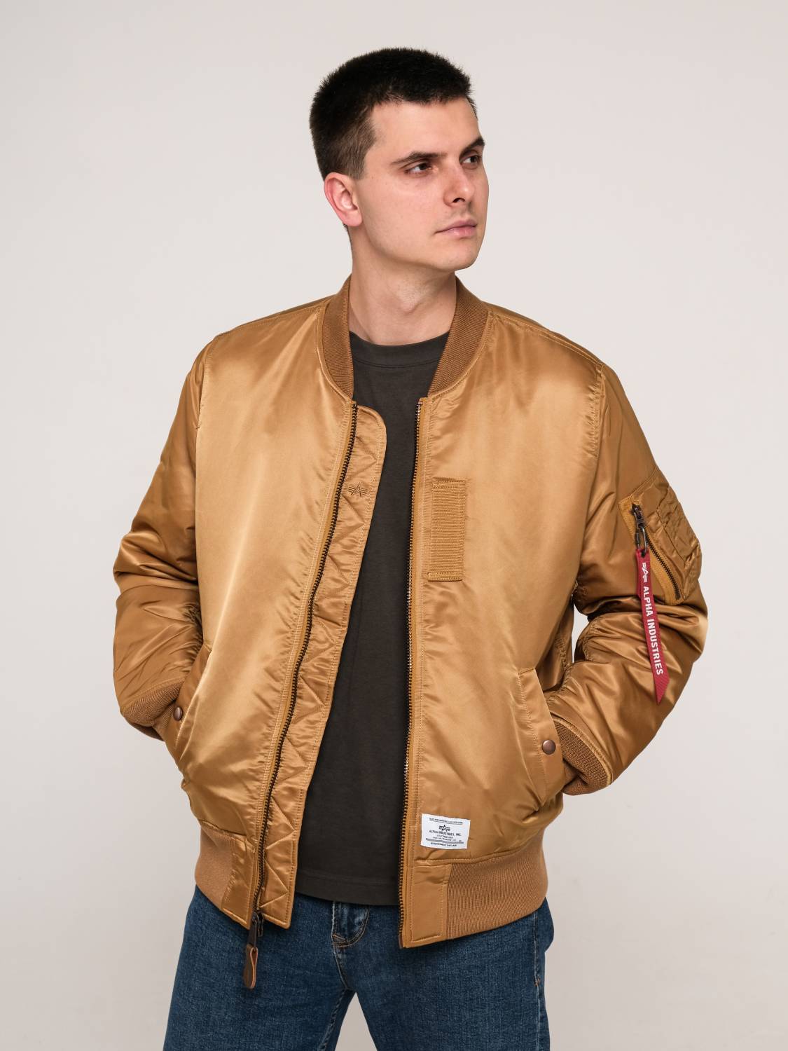 Куртка / Бомбер утепленный мужской ''MA-1 MOD'' (Bronzed Brown) Alpha Industries