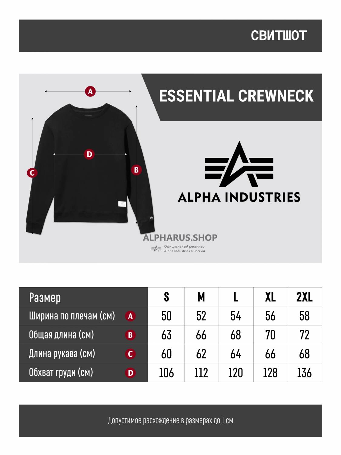 Свитшот / Толстовка "Essential Crewneck" (Black) Alpha Industries