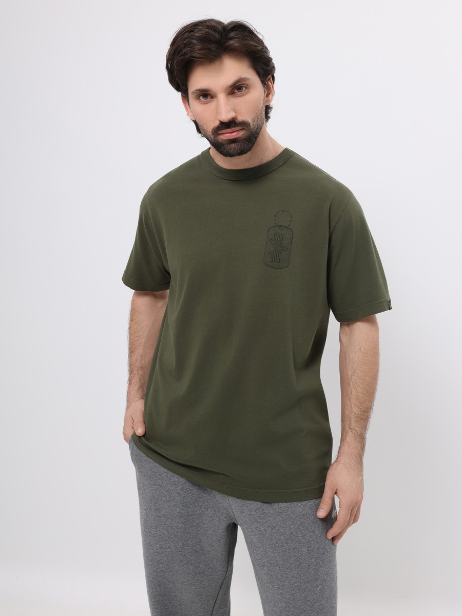 Футболка "Dog Tag" (Olive) Alpha Industries