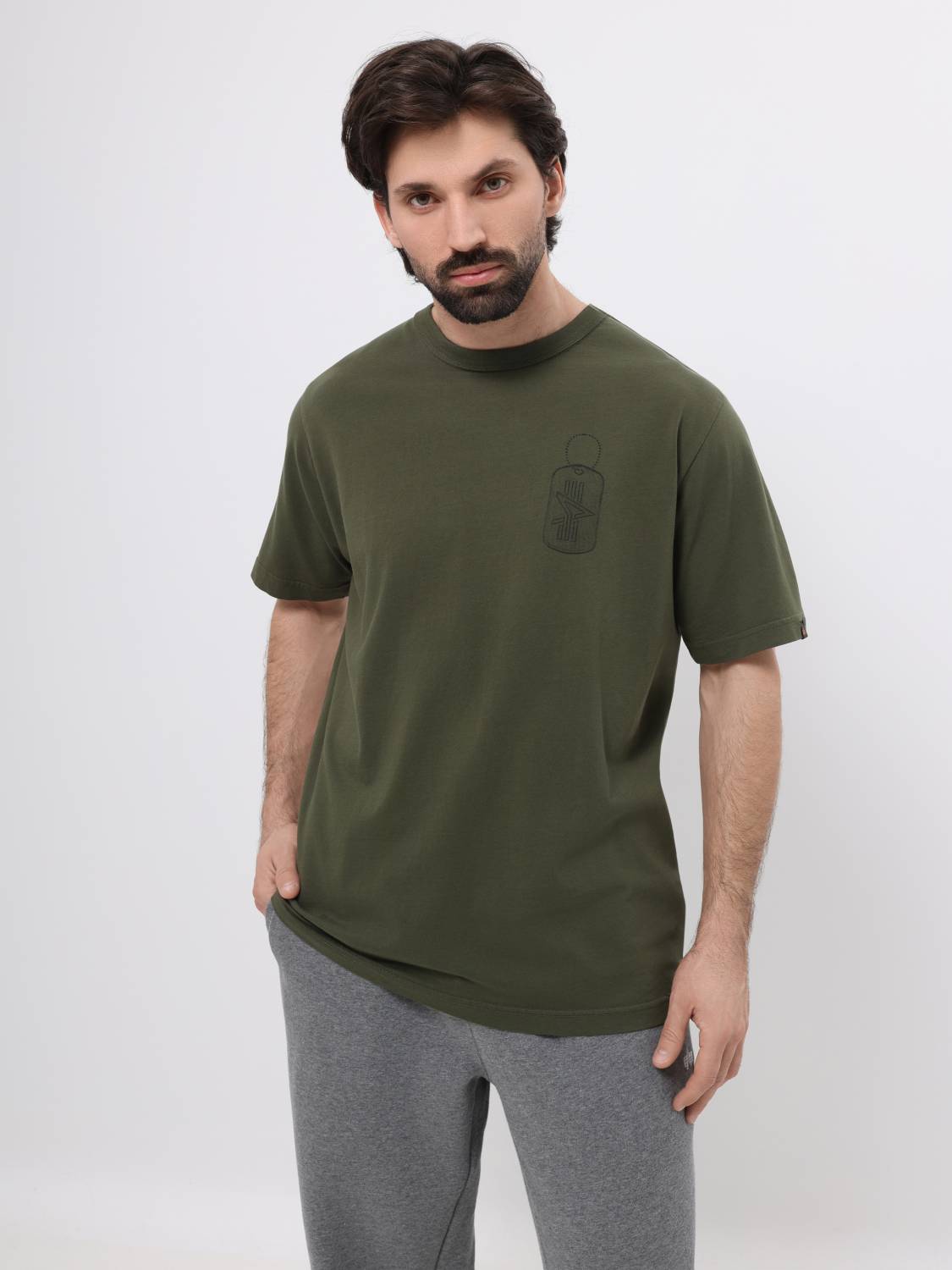 Футболка "Dog Tag" (Olive) Alpha Industries