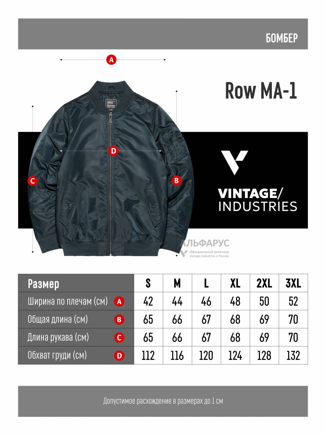 Куртка / Бомбер утепленный мужской ''Row'' (Midnight) Vintage Industries
