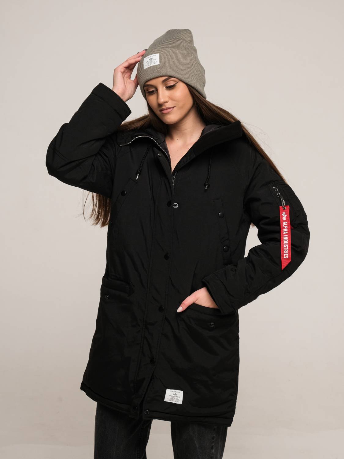 Куртка / Парка теплая женская "N-3B Altitude MOD W" (Black) Alpha Industries