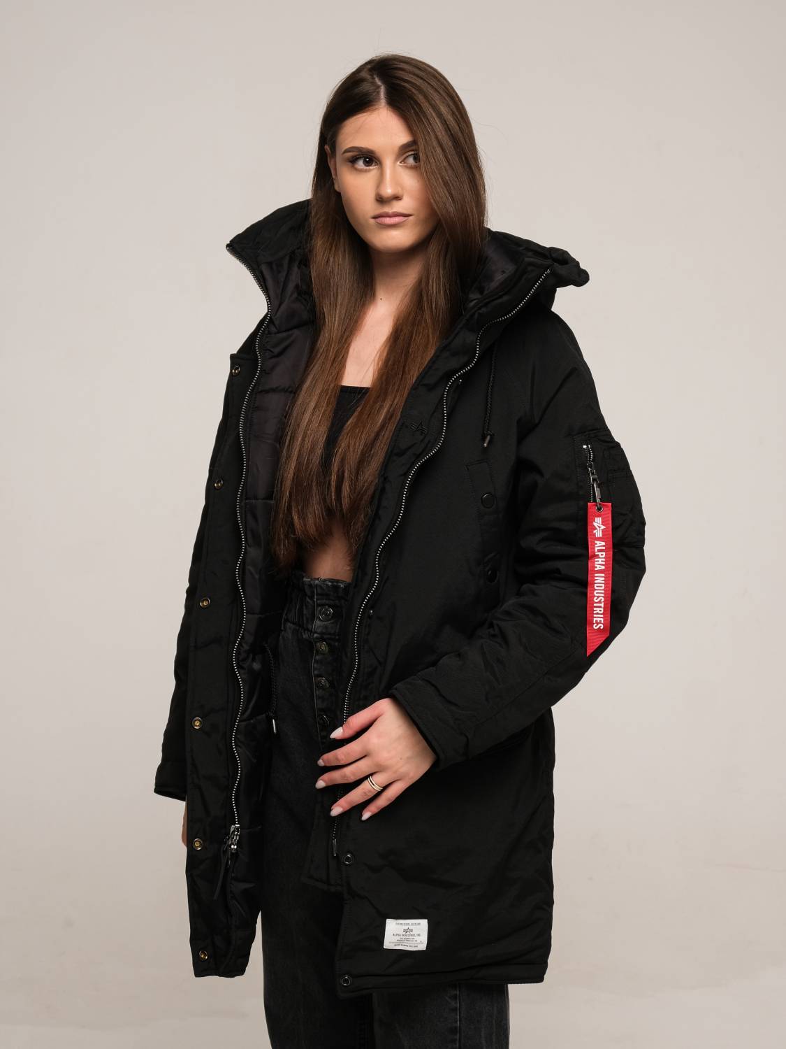 Куртка / Парка теплая женская "N-3B Altitude MOD W" (Black) Alpha Industries